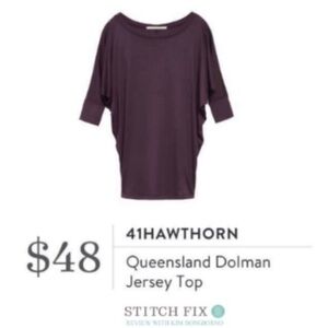 41 HAWTHORN STITCH FIX DARK PURPLE QUEENSLAND SOFT JERSEY DOLMAN CREW TOP